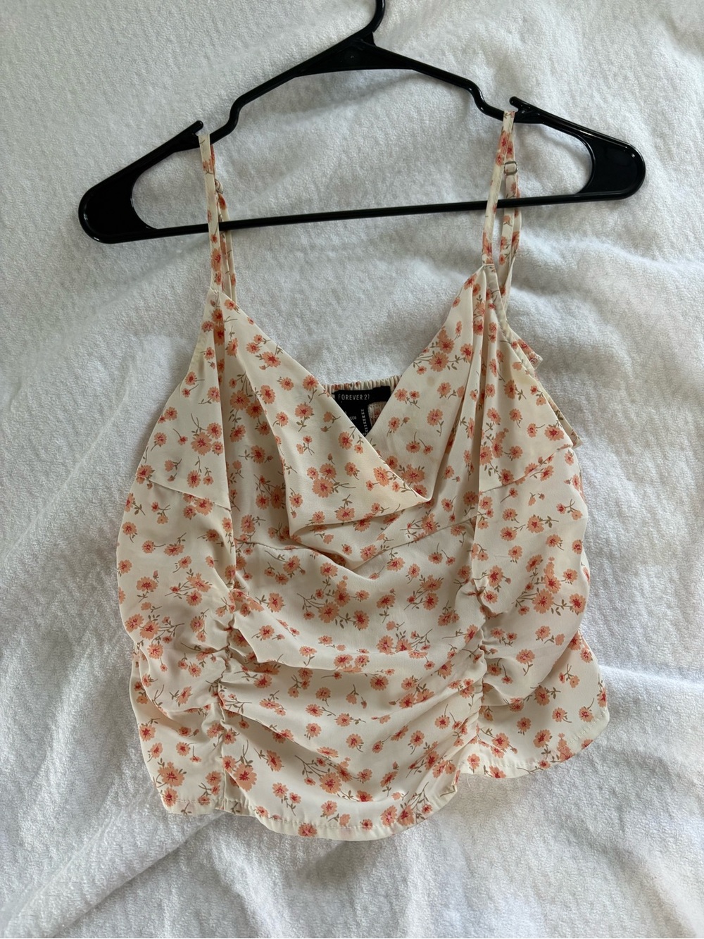 Forever 21 Cream Floral Cowl Spaghetti Strap Camisole